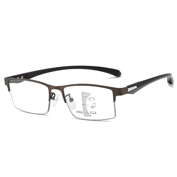 Newliyin Progressive Reading Glasses with Blue Light Filter, No-Line Bifocals Computer Glasses, Lightweight TR & Metal Frame, Adjustable Hinge for Men and Women, Grey, 3.5 x