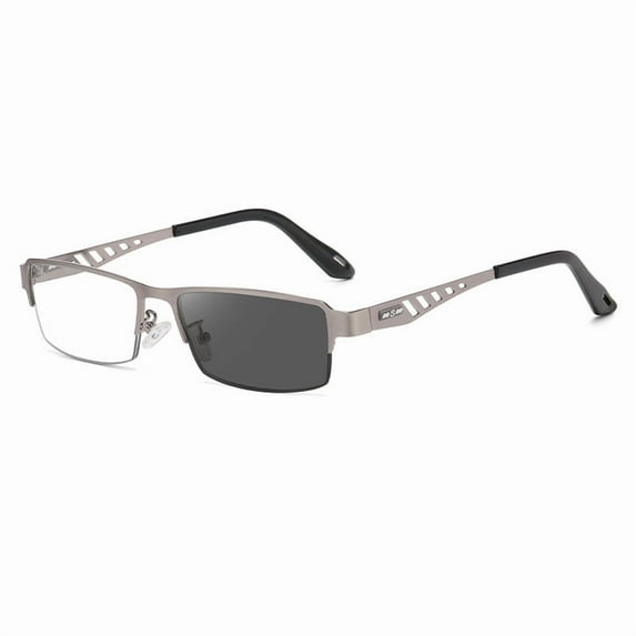 Newliyin Progressive Reading Glasses for Women Men, Lightweight Metal Frame Bifocal Glasses with No-Line Multifocal Lenses, Office Computer Eyewear for Distance Reading & Daily Use, Grey, 2.5 x