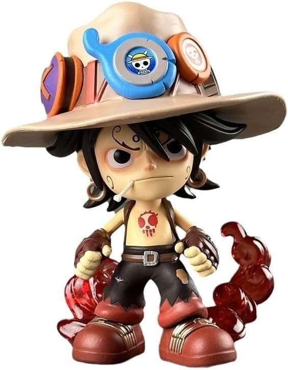 Newly Ace Figure Standing Q Version Denim Portgas·D· Ace Figures 14cm/5.5inch PVC Statue Mode Anime Characters Figure Decor Action Figure Statue Ornament