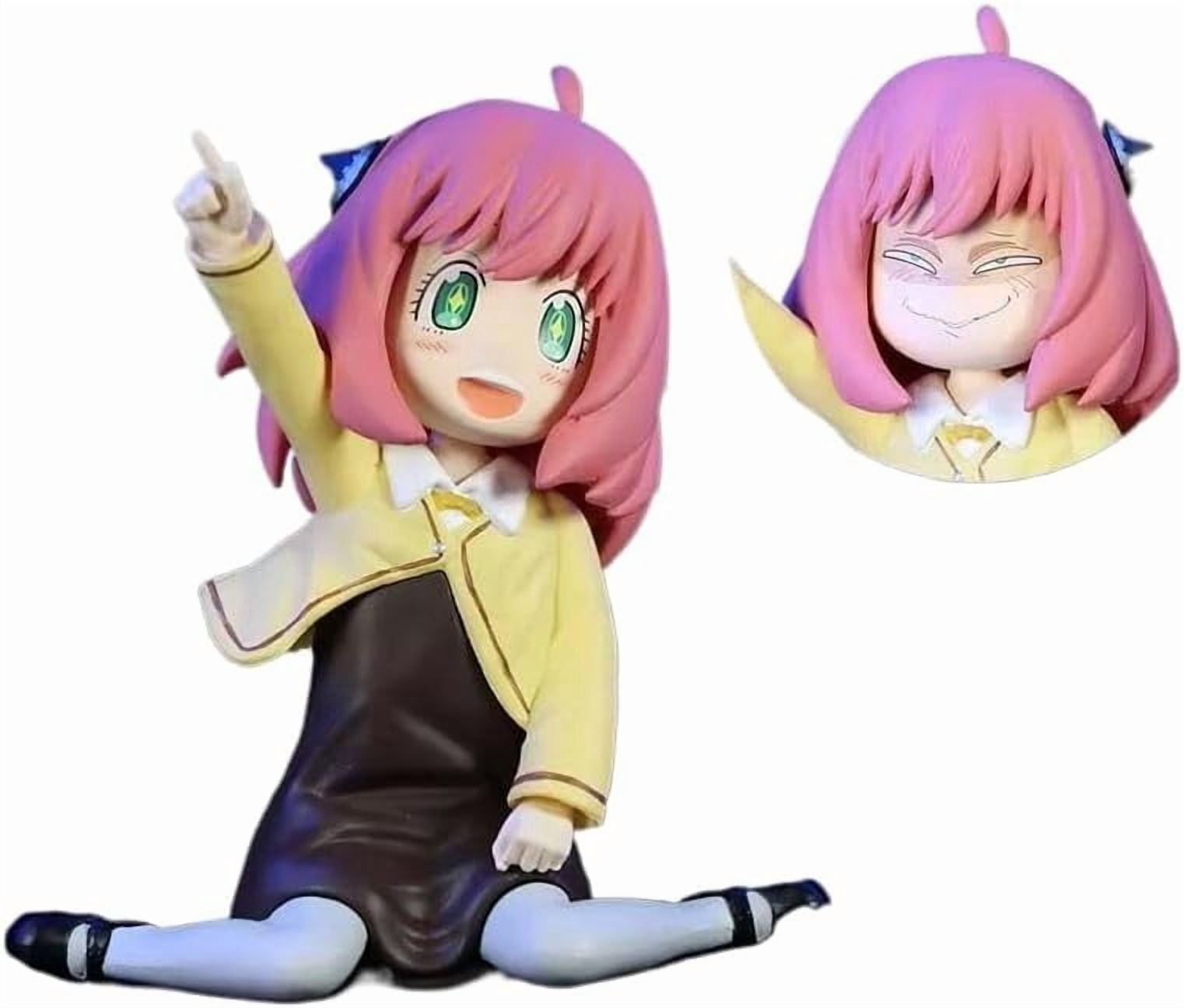 Newly Anya Figure Kneeling Replacement Face Anya Forger Anime Figures 12cm/4.7inch PVC Characters Collectible Souvenirs Gifts