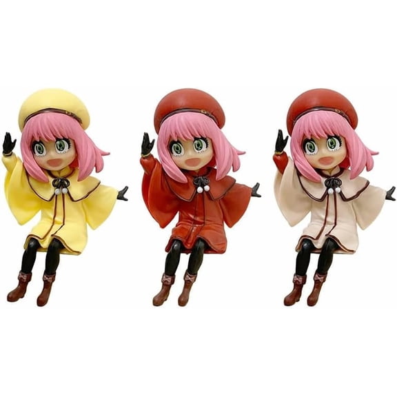 Newly Anya Figure Sitting Detective Wearing A Hat Anya Forger Anime Figures 9cm/3.5inch PVC Figurine Cosplay Model Collectible for Anime Fans Gift