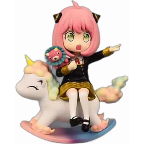 Newly Anya Figure Sitting Replacement Face Trojan Anya Anime Figures 15cm/5.9inch Handmade PVC Cartoon Character Model Decoration Craft Gift