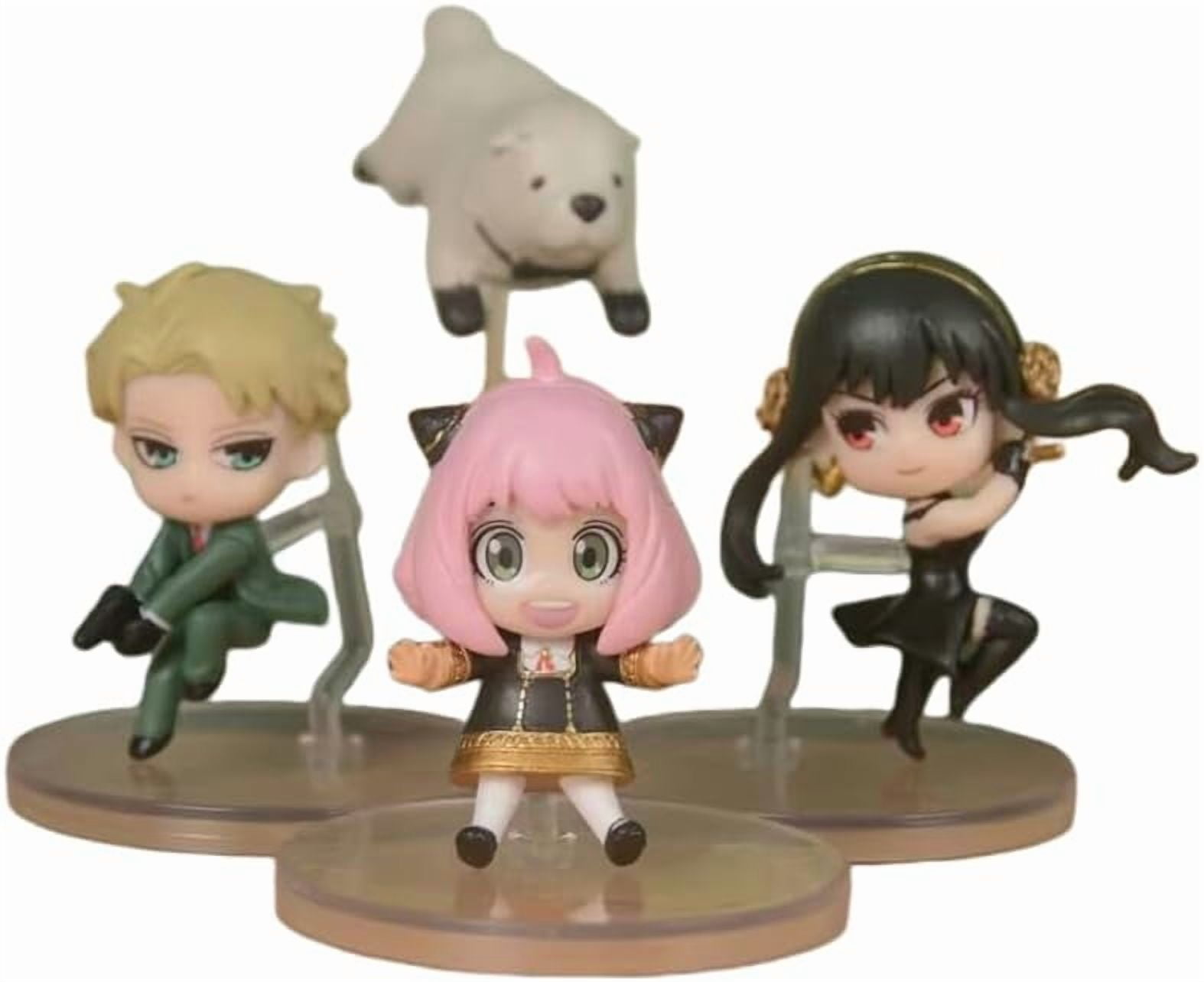 Newly Anya Forger Figure Loid Forger Yor Forger Figure Four Q Version Figurine 5cm/1.9inch PVC Anime Model Game Character Statue Decoration Gift