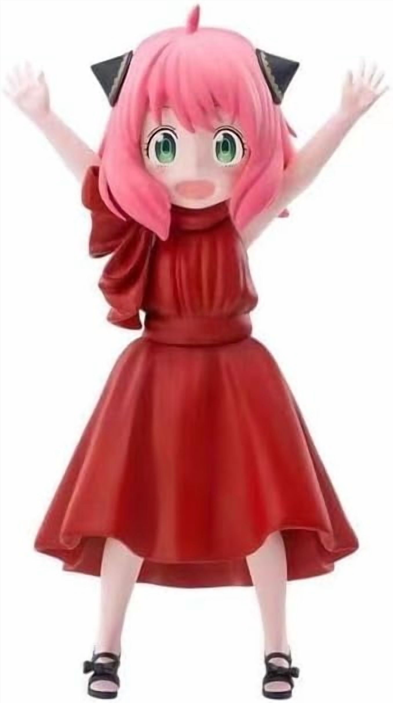 Newly Anya Forger Figure Party Anya Forger Figures 11cm/4.3inch Handmade PVC Anime Manga Game Character Statue Figure Collectible Decoration Craft Gift (Red)