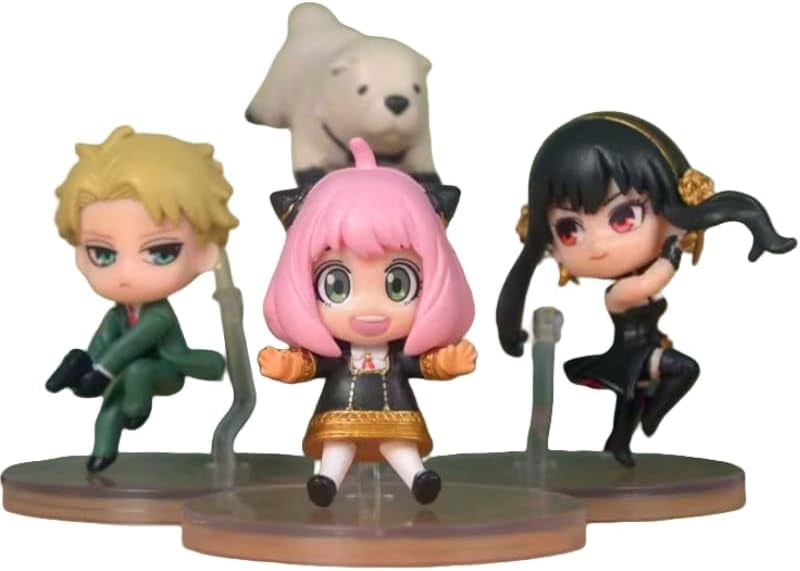 Newly Anya Yor Figure Bond Fuder Figure Loid Forger Figure Jumping Q Version Action Figures 6cm/2.4inch Handmade PVC Anime Collectible Craft Gift