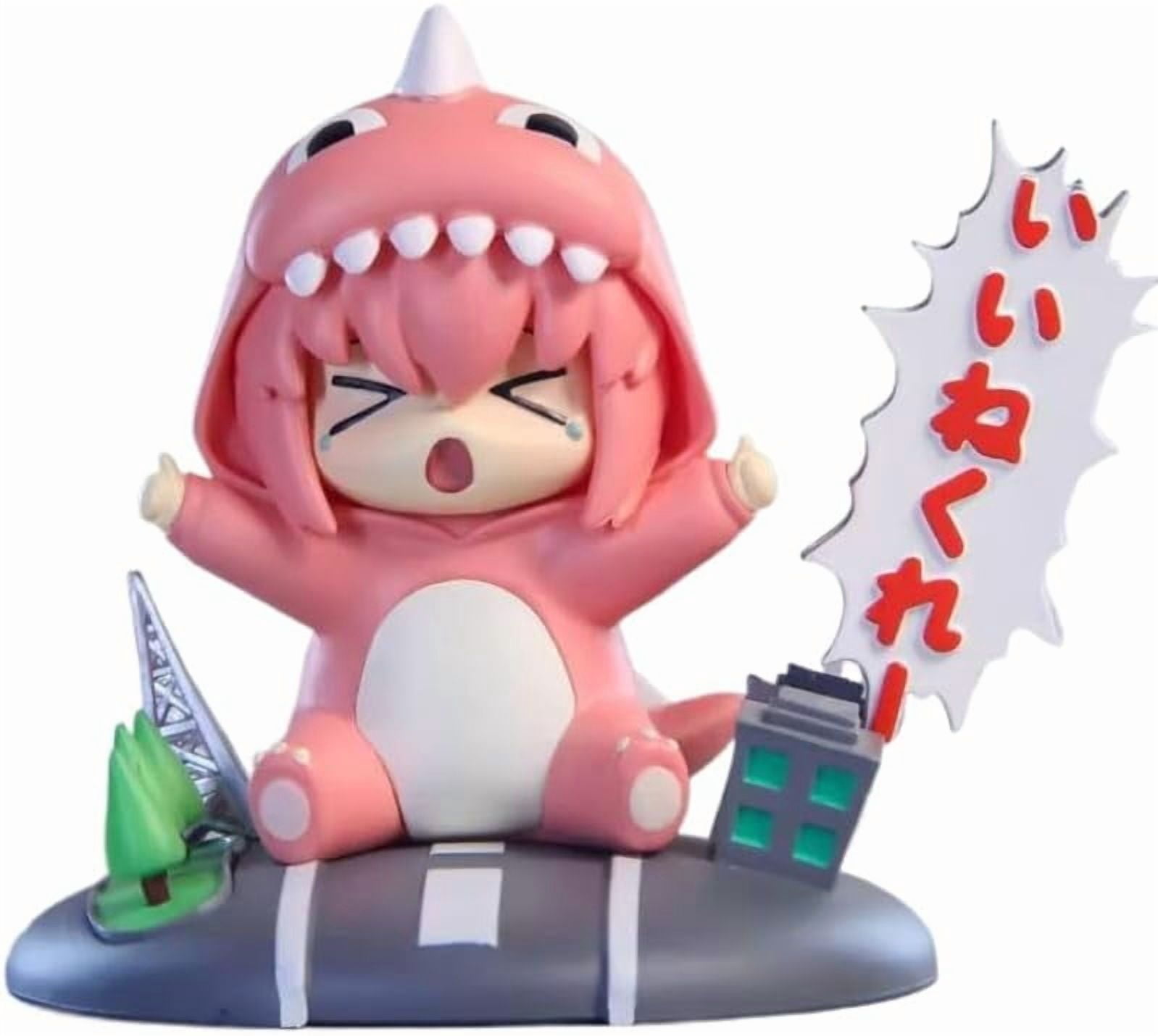 Newly Bocchi Figure Sitting Q Version Dinosaur sleepwear Bocchi Anime Figures 20cm/7.9inch Anime Character Decor Statue Model Desktop Ornament Gifts (Pink)