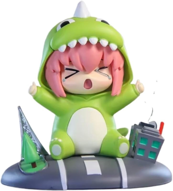 Newly Bocchi Figure Sitting Q Version Dinosaur sleepwear Bocchi Anime Figures 20cm/7.9inch Anime Character Decor Statue Model Desktop Ornament Gifts (Green)