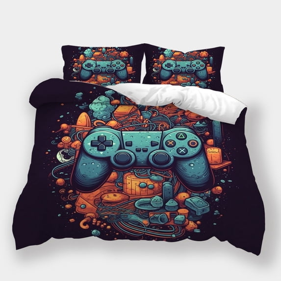 Newly Design Bedroom Decor Gamepad Printed Duvet Cover Pillowcase Adult Bed Gift Bedding Set,King (90"x104")