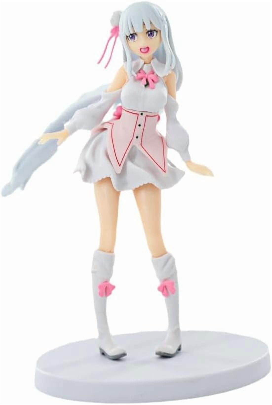 Newly Emilia Figure Standing Happy Emilia Action Figures 17cm/6.7inch PVC Characters Decorations Collectible Handicrafts Souvenirs for Anime Fans Gifts