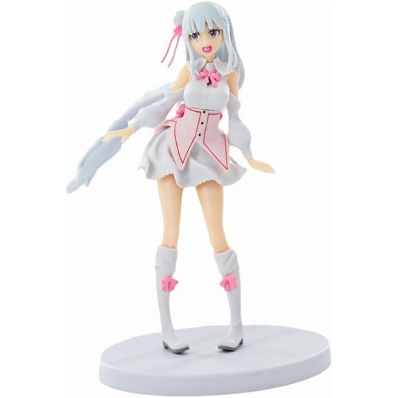 Newly Emilia Figure Standing Happy Emilia Action Figures 17cm/6.7inch PVC Characters Decorations Collectible Handicrafts Souvenirs for Anime Fans Gifts