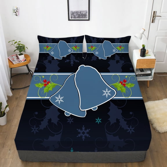 Newly Fashion Christmas Decoration Fitted Cover Polyester Bed Sheets With Pillowcase,TwinXL(39"x80")