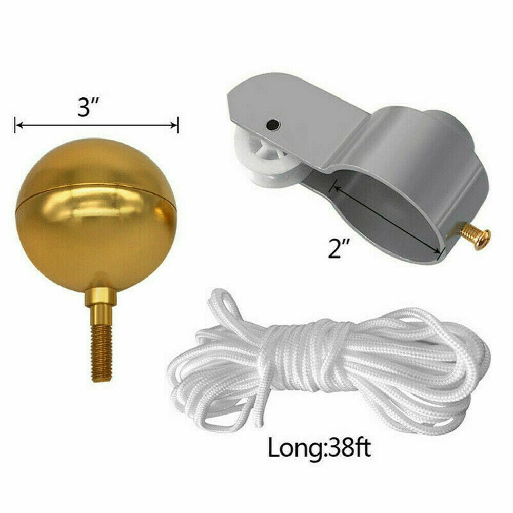 Newly Flag Pole Parts Repair Kit 2" Dia Truck Pulley Gold Ball Cleat