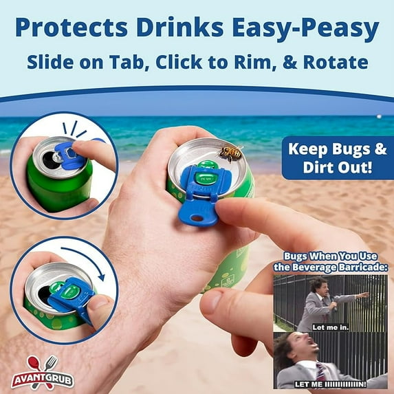 Newly Improved Beverage Barrier 2.0 (6PCS) - Easy-Open Colored Can Covers for Party/BBQ/Beach