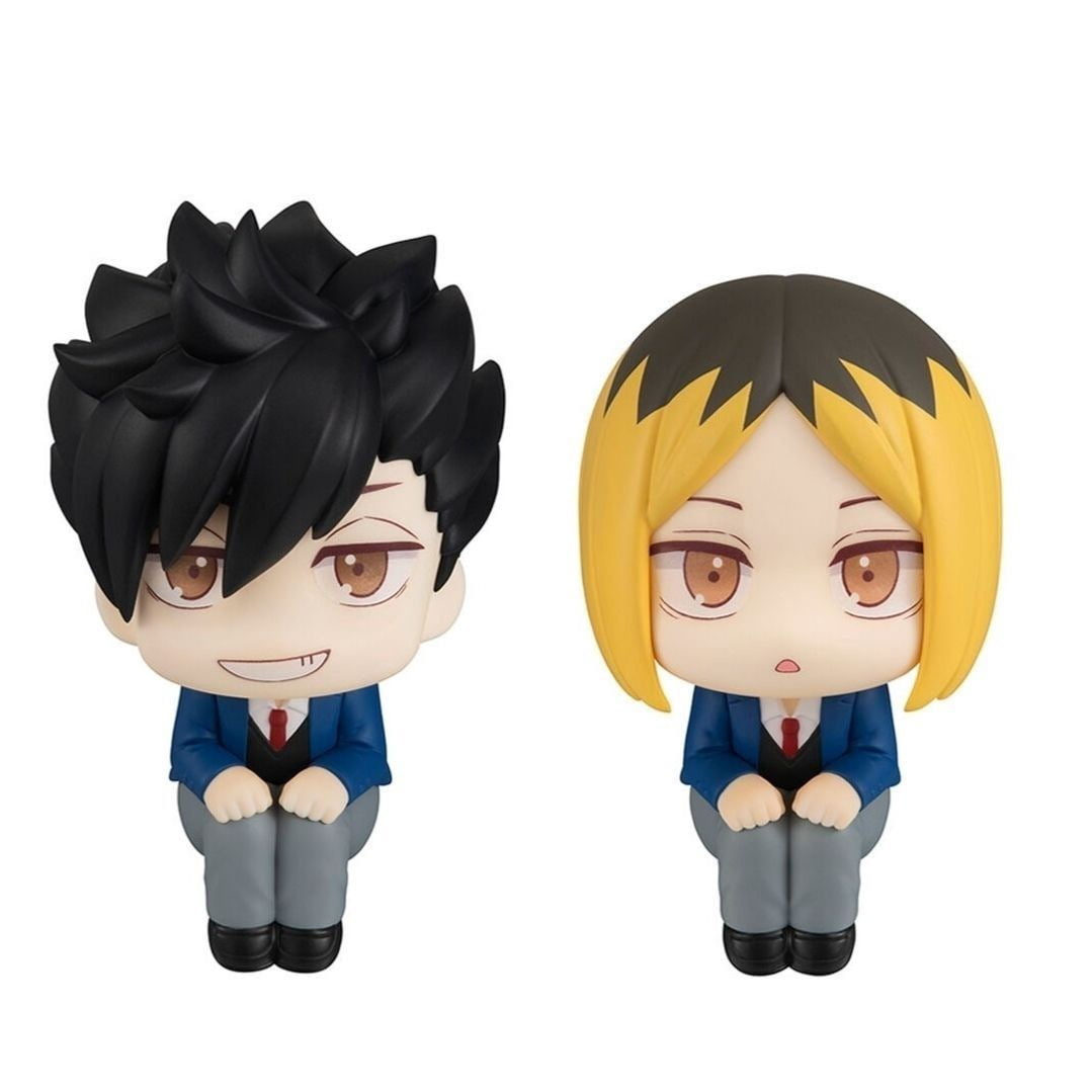 Newly Kozume Kenma Figure Tetsurou Kuroo Figure Sitting 2pc Q Version Anime Figures 10cm/3.9inch PVC Characters Cosplay Collectible Handicrafts Gifts