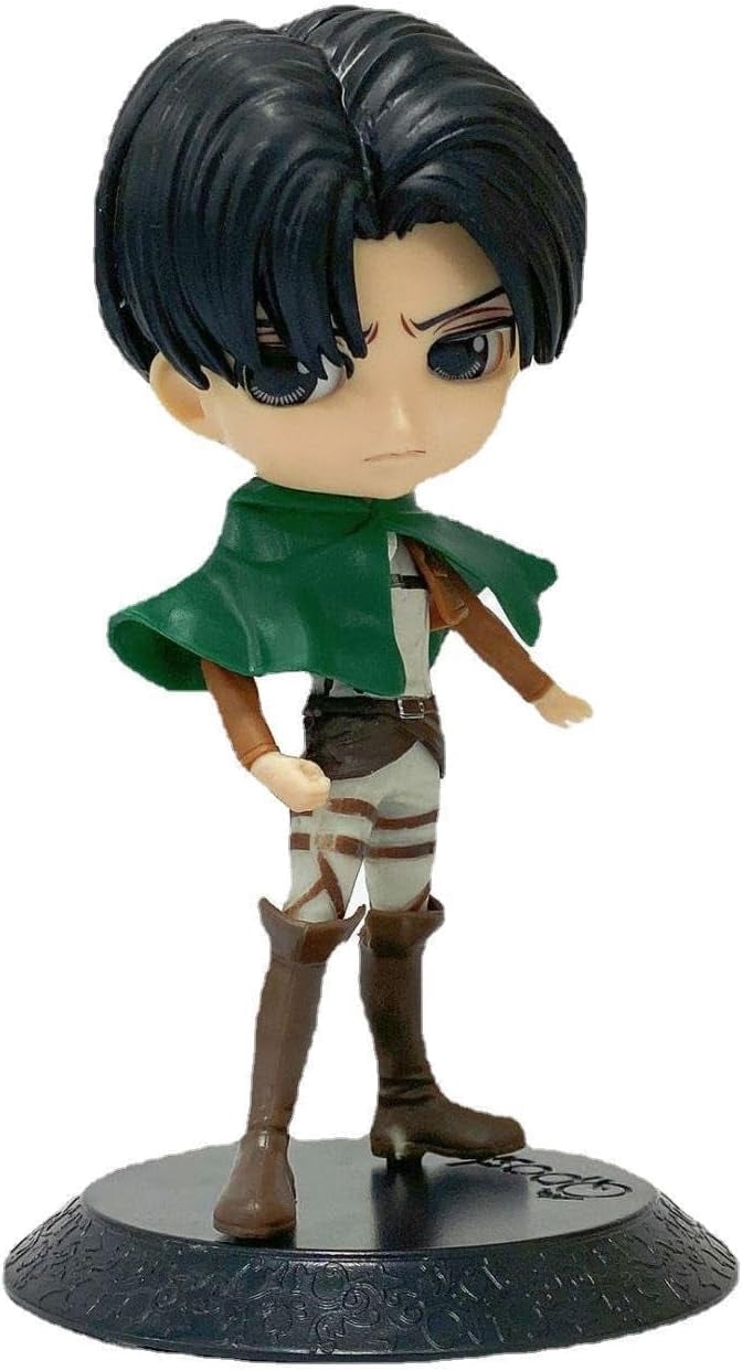 Newly Levi Ackerman Figure Mikasa Ackerman Figure Standing Q Version Big Head Anime Figures 14cm/5.5inch PVC Model Collectible for Anime Fans Gift (a)