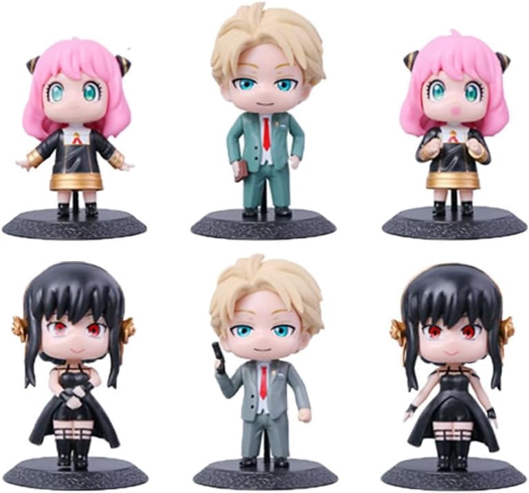 Newly Lloyd Forger Figure Anya Figure Yor Breccia Figure Six Q Version Standing Anime Figures 10cm/3.9inch Anime Statue Desktop Decor Gifts (A)
