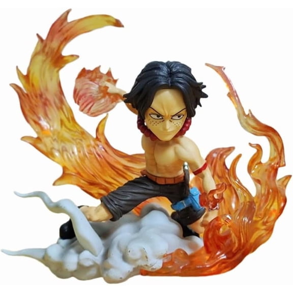 Newly Luffy Figure Portgas D Ace Figure Sabo Figure Q Version Action Figures 10cm/3.9inch Handmade PVC Anime Character Model Statue Collectible Craft Gift (Portgas D Ace)