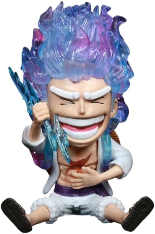 Newly Luffy Figure Q Version Sitting Nika Fifth Gear Luffy Action Figures 13cm/5.1inch PVC Character Figurine Cosplay Model Decoration Anime Gift (B)
