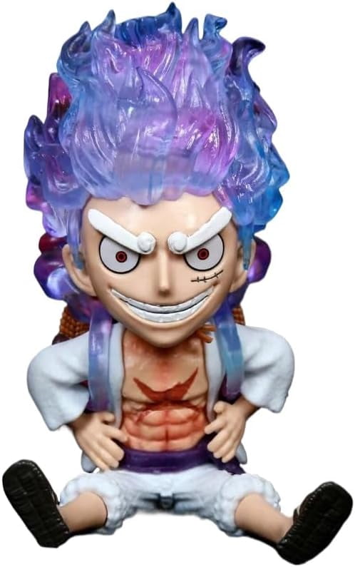 Newly Luffy Figure Q Version Sitting Nika Fifth Gear Luffy Action Figures 13cm/5.1inch PVC Character Figurine Cosplay Model Decoration Anime Gift (C)