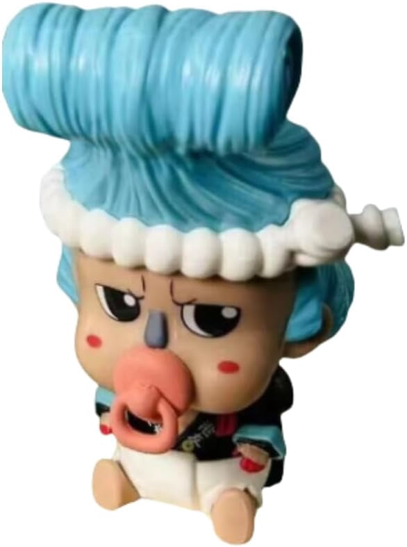 Newly Luffy Sanji Zoro Brook Franky Figure Sitting Q Version Nipple Anime Figures 10cm/3.9inch Anime Character Decor Statue Desktop Ornament Gifts (Franky)