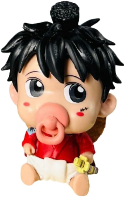Newly Luffy Sanji Zoro Brook Franky Figure Sitting Q Version Nipple Anime Figures 10cm/3.9inch Anime Character Decor Statue Desktop Ornament Gifts (Luffy)