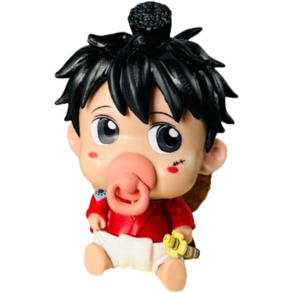 Newly Luffy Sanji Zoro Brook Franky Figure Sitting Q Version Nipple Anime Figures 10cm/3.9inch Anime Character Decor Statue Desktop Ornament Gifts (Luffy)