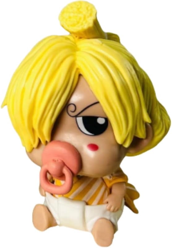 Newly Luffy Sanji Zoro Brook Franky Figure Sitting Q Version Nipple Anime Figures 10cm/3.9inch Anime Character Decor Statue Desktop Ornament Gifts (Sanji)