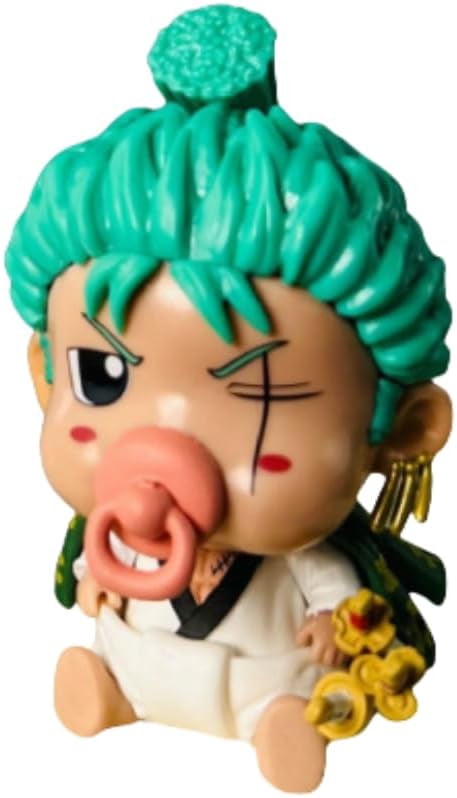 Newly Luffy Sanji Zoro Brook Franky Figure Sitting Q Version Nipple Anime Figures 10cm/3.9inch Anime Character Decor Statue Desktop Ornament Gifts (Zoro)