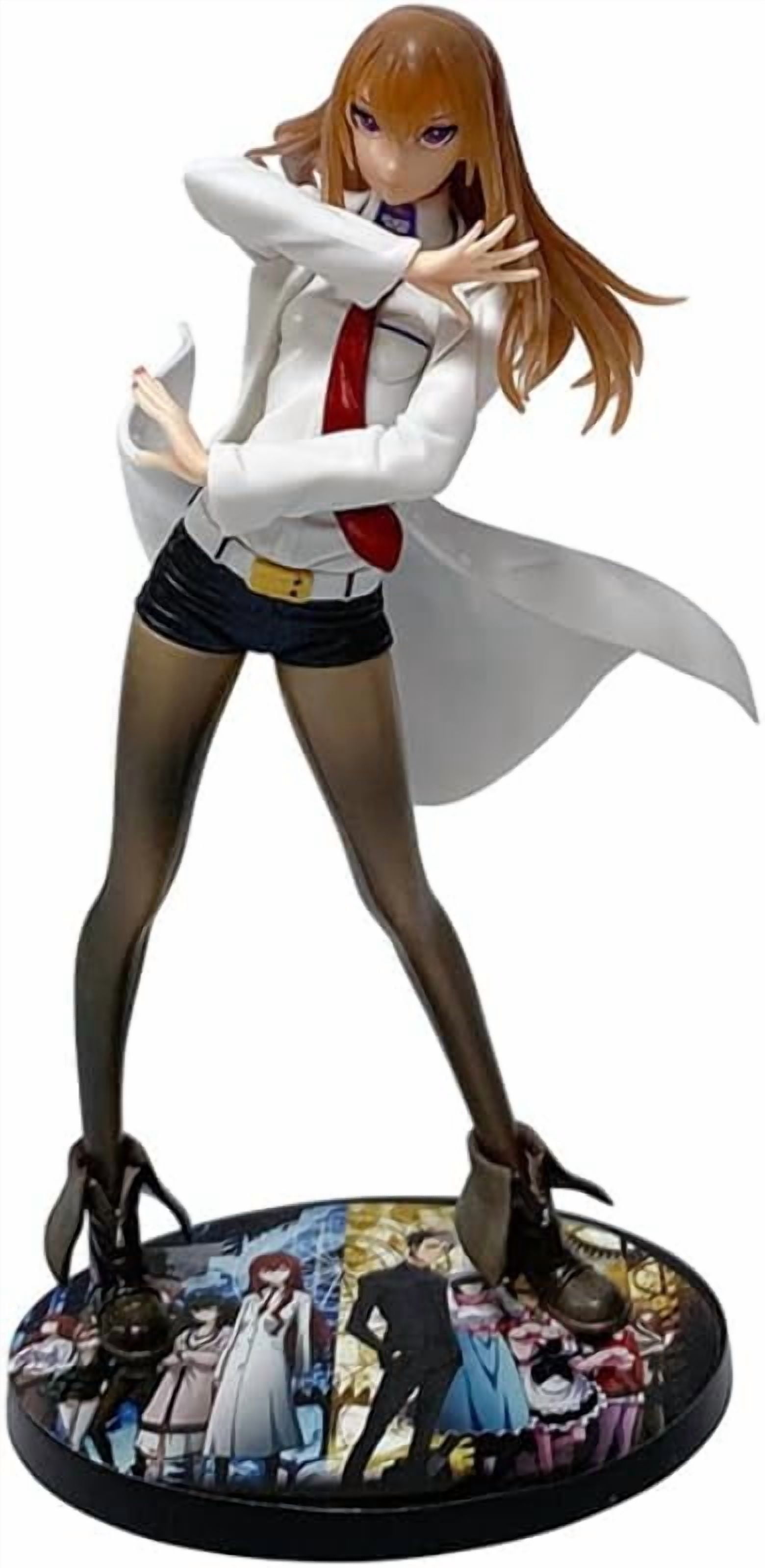 Newly Makise Figure Standing Makise Kurisu Action Figures PVC Character Figurine Cosplay Model Collectible Handicrafts for Anime Fans Gift (White)