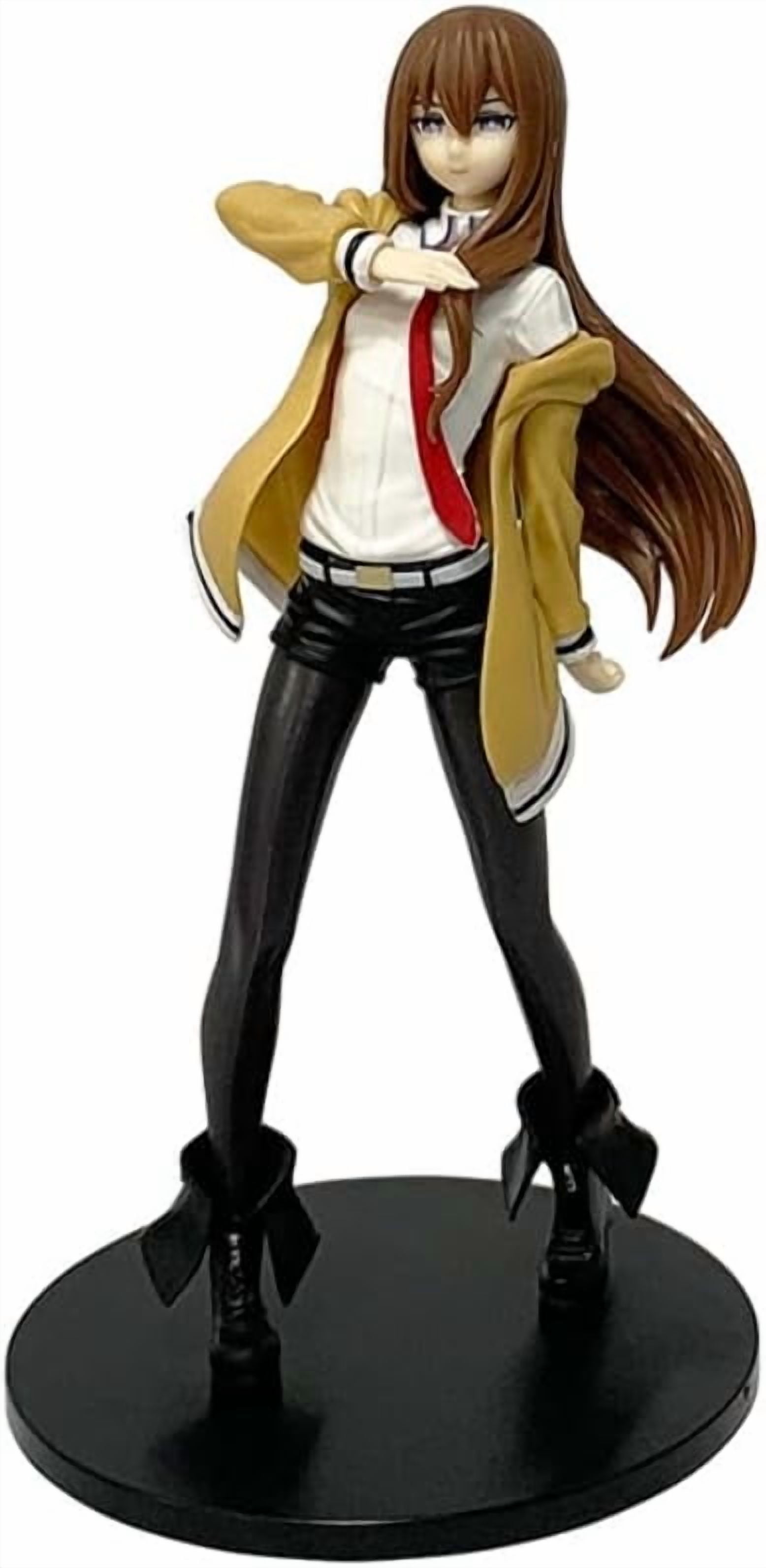 Newly Makise Figure Standing Makise Kurisu Action Figures PVC Character Figurine Cosplay Model Collectible Handicrafts for Anime Fans Gift (Yellow)