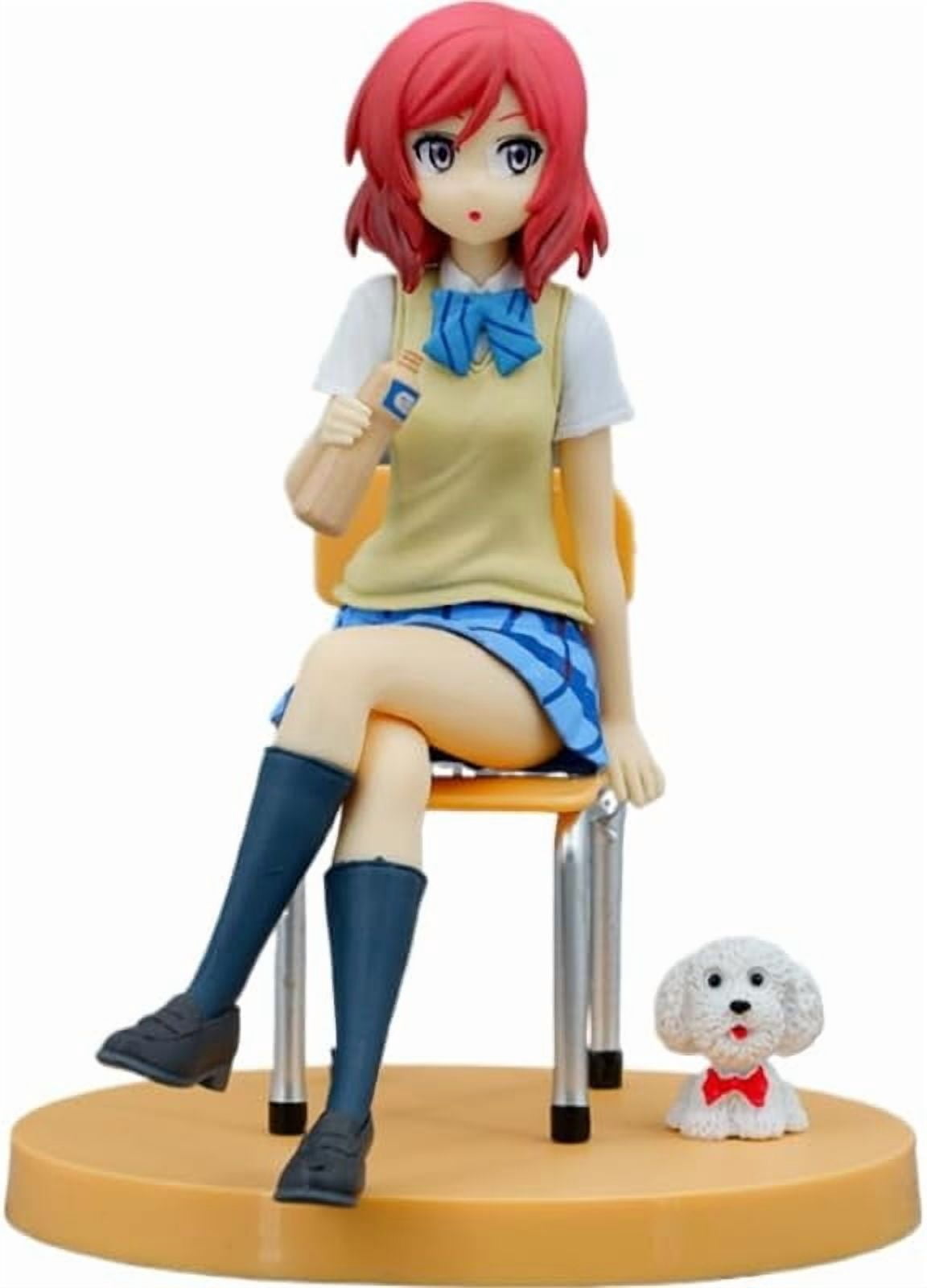 Newly Minami Kotori Figure Nishikino Maki Figure Sitting Blue Skirt Figurine 18cm/7.1inch Handmade PVC Anime Cartoon Model Statue Collectible Craft Gift (Nishikino Maki)