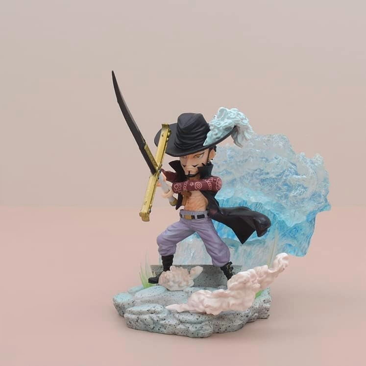 Newly Mini Figures, Luffy Zoro Doflamingo Mihawk Boa Hancock Sabo Statue Figure 12CM/4.7INCH Action Figures Cartoon Toys Anime Collection Decoration (Mihawk)