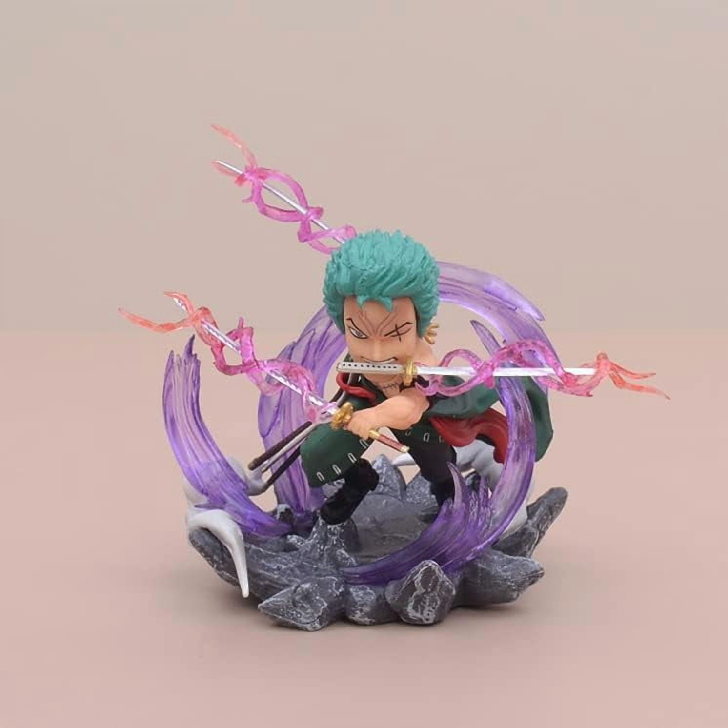 Newly Mini Figures, Luffy Zoro Doflamingo Mihawk Boa Hancock Sabo Statue Figure 12CM/4.7INCH Action Figures Cartoon Toys Anime Collection Decoration (Zoro 3)