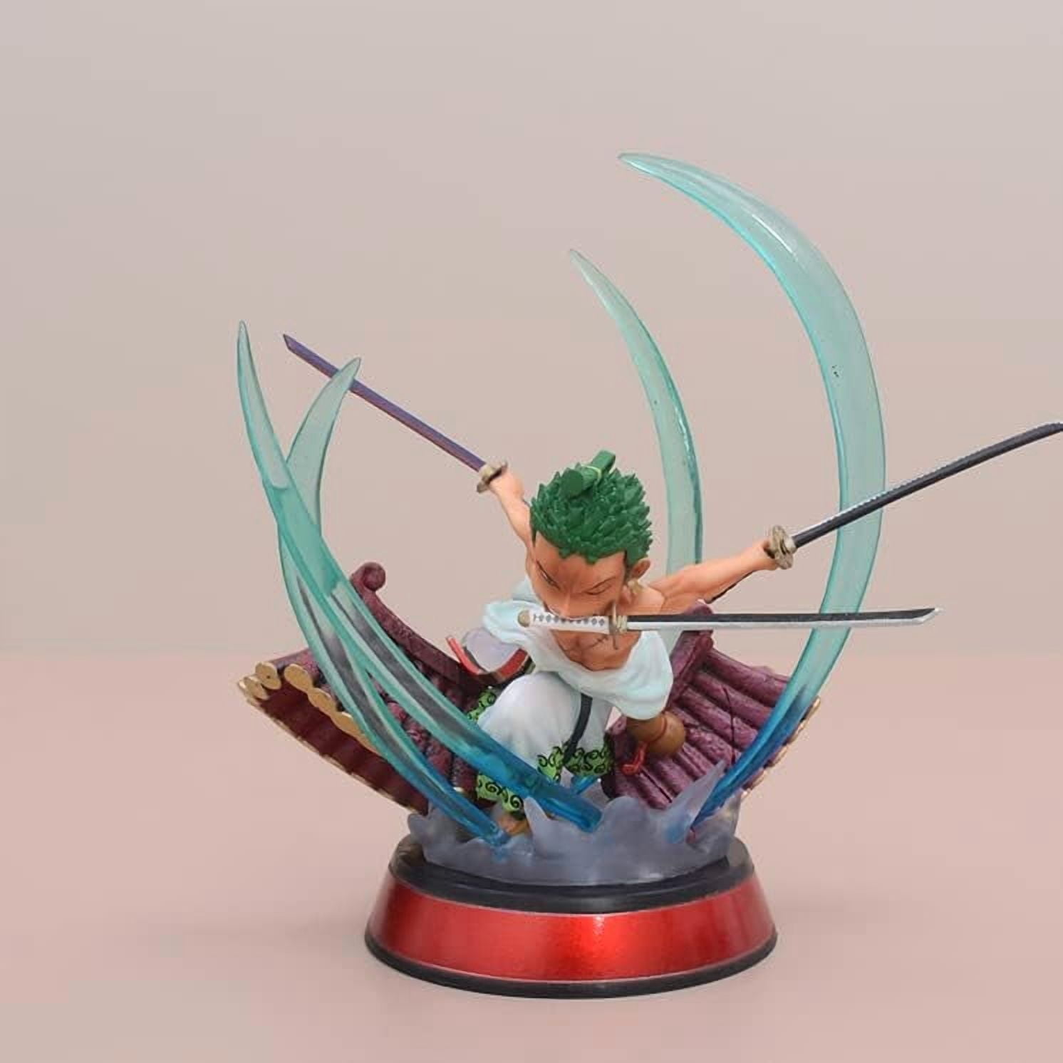 Newly Mini Figures, Luffy Zoro Doflamingo Mihawk Boa Hancock Sabo Statue Figure 12CM/4.7INCH Action Figures Cartoon Toys Anime Collection Decoration (Zoro 2)