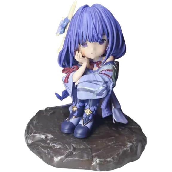 Newly Raiden Shogun Figure Sitting Q Version Raiden Shogun Figurine 13cm/5.1inch Anime Character Decor Statue Model Desktop Ornament Gifts