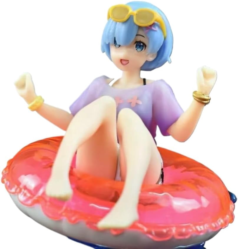 Newly Rem Figure Nakano Miku Figure Sitting Swimming Ring Action Figures 13cm/5.1inch PVC Characters Handicrafts Anime Gifts (Rem)
