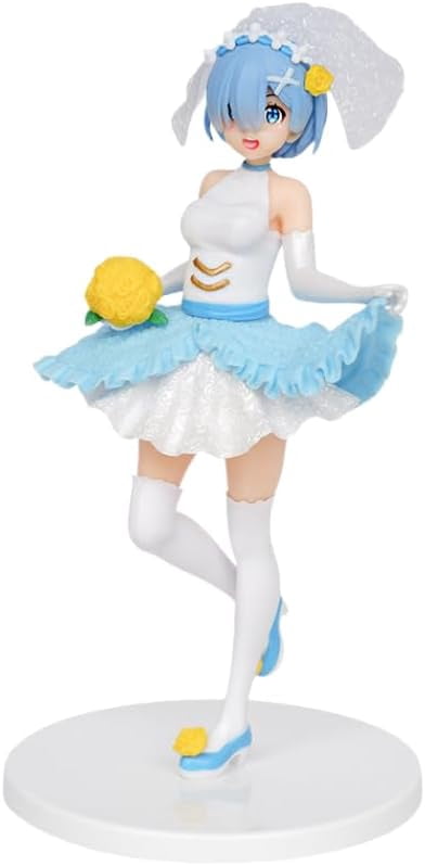 Newly Rem Figure Wedding Dress Rem Figurine 20cm/7.9inch Handmade PVC Anime Cartoon Manga Game Character Model Statue Collectible Craft Gift