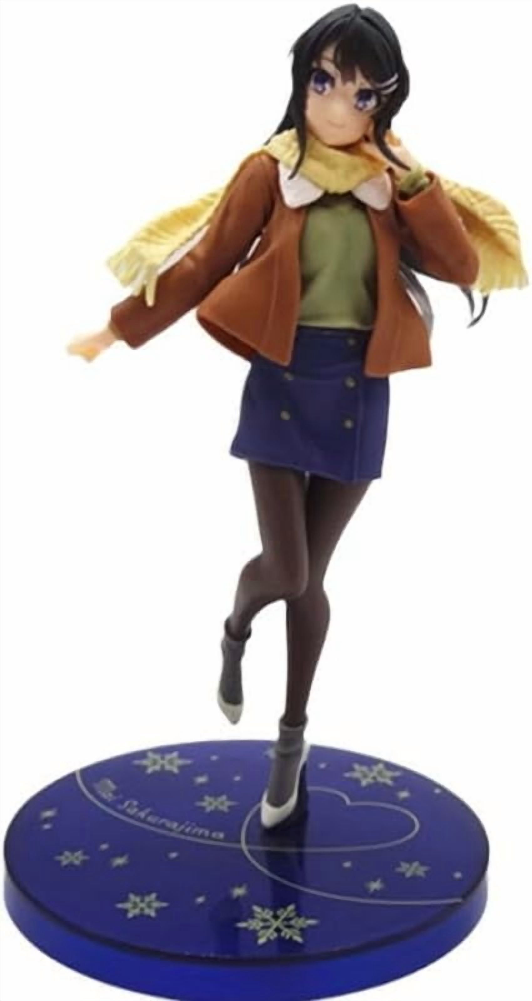 Newly Sakurajima Mai Figure Standing Winter Clothes Sakurajima Mai Anime Figures 22cm/8.7inch PVC Collectible Handicrafts Souvenirs for Anime Fans Gifts