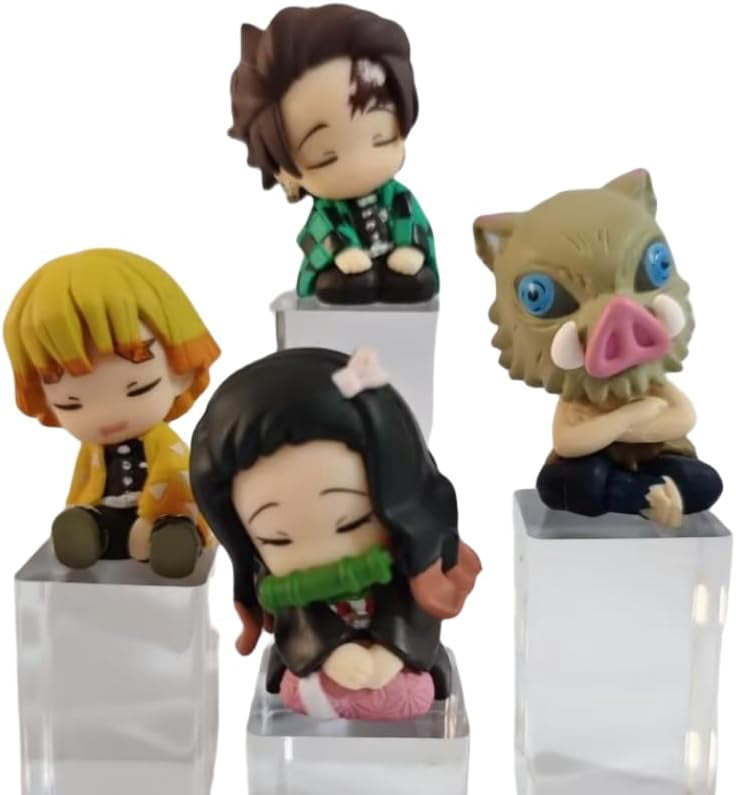 Newly Tanjirou Figure Nezuko Figure Agatsuma Zenitsu Figure Hashibira Inosuke, Shoulder to Shoulder Anime Figures 6cm/2.4inch PVC Souvenirs Gifts