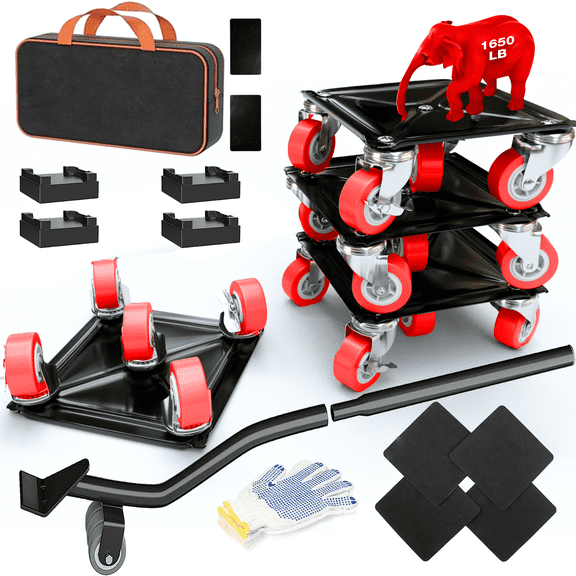 Newly Upgrade Furniture Dolly - Furniture Movers with 5 Wheels, 360 Rotatable and Lockable, Heavy Duty Furniture Lift Mover Tool Set for Moving Heavy Furniture and Appliances,Maximum Load 1650LBS