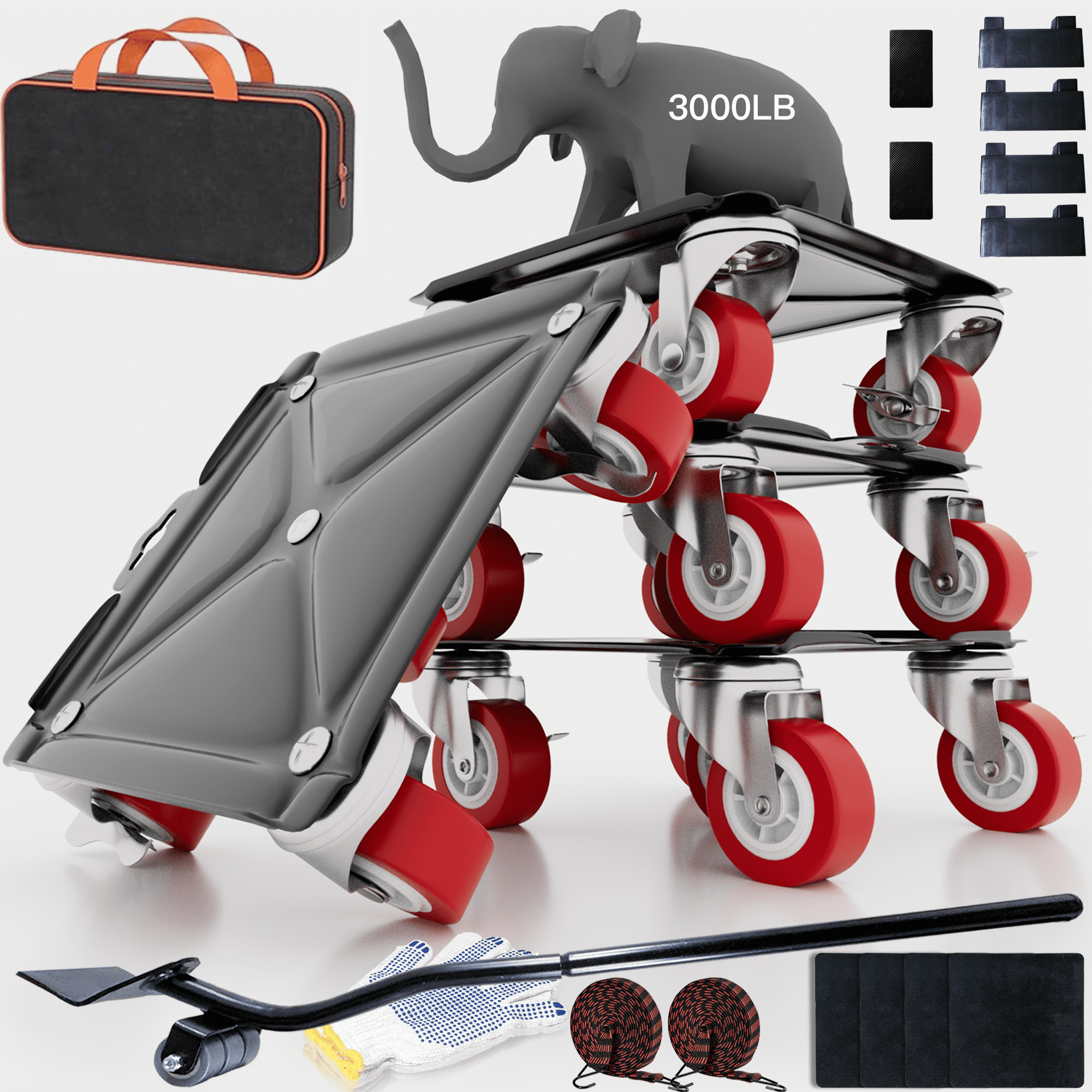 【Newly Upgrade】 Furniture Dolly - Furniture Movers with 5 Wheels, 360° Rotatable and Lockable, Heavy Duty Furniture Lift Mover Tool Set for Moving Heavy Furniture and Appliances,Maximum Load 3000LBS