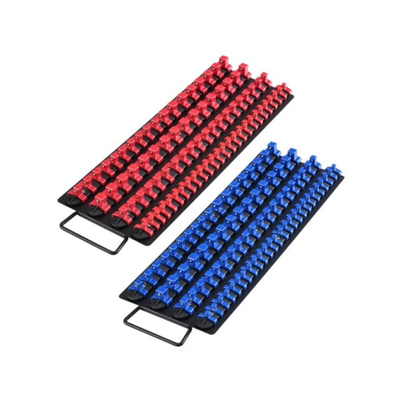 Newly Upgraded! Portable Socket Organizer Set 2PCS 160 Clips Steel Socket Tray Metric/SAE