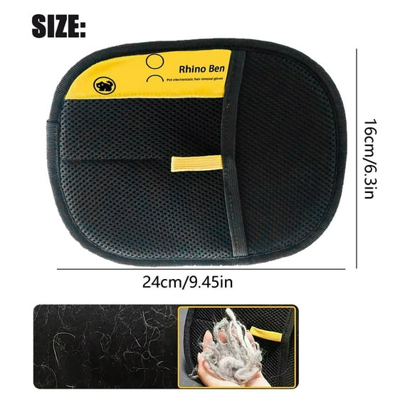 Newly Upgraded Reusable Electrostatic Pet Hair Gloves,Pet Hair Removal Gloves,Pet Double Sided Grooming Gloves,Premium Efficient Pet Hands on for Dogs,Cats & Horses with Long and Short Hair Fur,Black