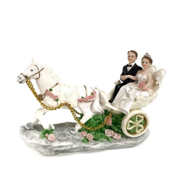 Newly Wed Couple On Carriage Figurine