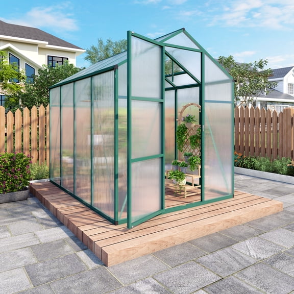 Newly marketed Gain height windproofaluminum greenhouse 6x8 FT Polycarbonate Greenhouse Raised Base and Anchor Aluminum Heavy Duty Walk-in Greenhou