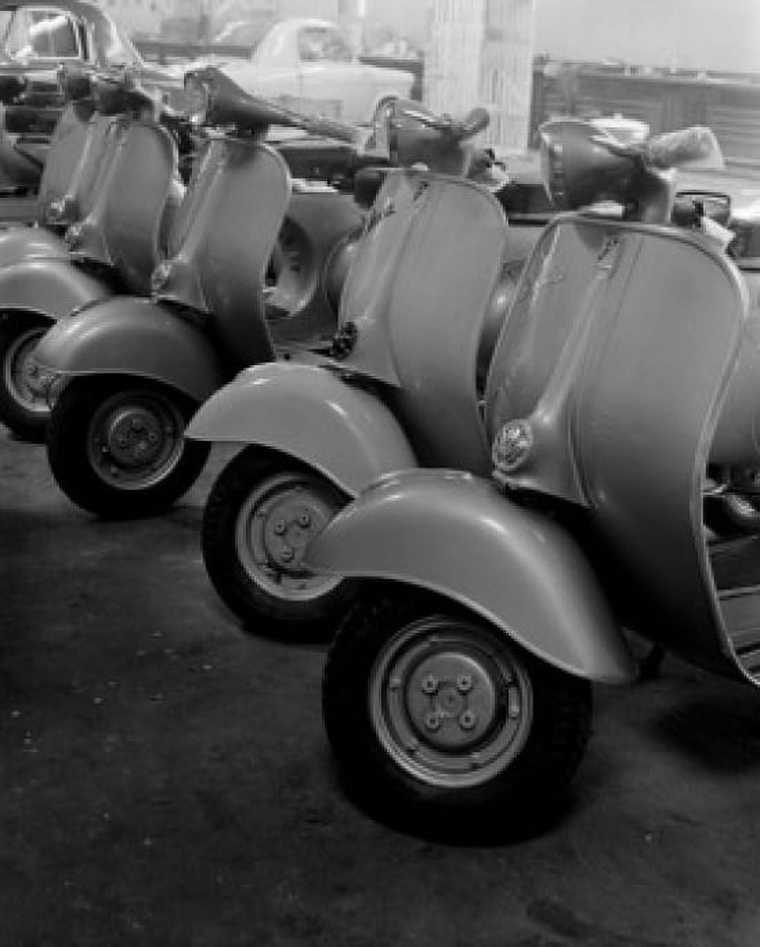 Newly produced scooters in factory Canvas Art - (18 x 24)