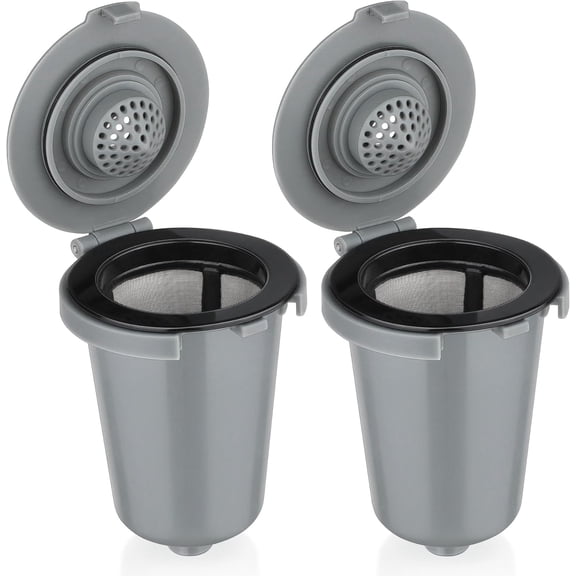 Newly upgraded Reusable Filter Cup for Cuisinart, Compatible with Cuisinart #SS-RFC HomeBarista Reusable Filter Cup, Light Gray (2 Pack)