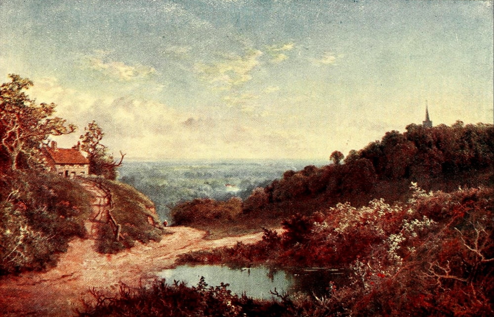 Newman English Homes & Villages 1909 Hill overlooking the Weald of Kent Canvas Art - Newman (24 x 36)