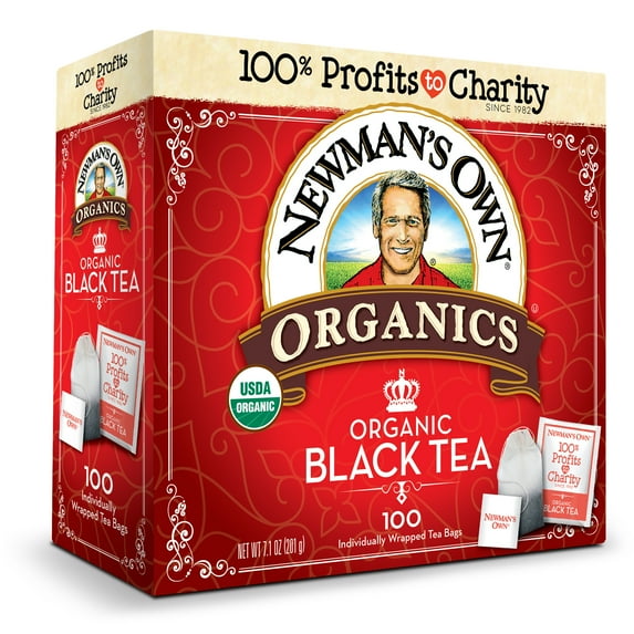 Newman's Own Organic Black Tea Can Help Boost Immunity and Promotes Overall Wellbeing Strong Robust Black Tea with 100 Individually Wrapped Tea Bags (Pack of 1) USDA Certified Contains Caffeine