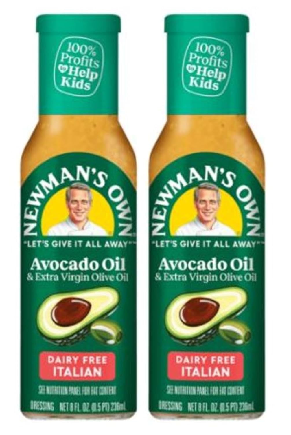 Newman's Own Avocado Oil Italian Dressing, Dairy Free, 8 oz Bottles
